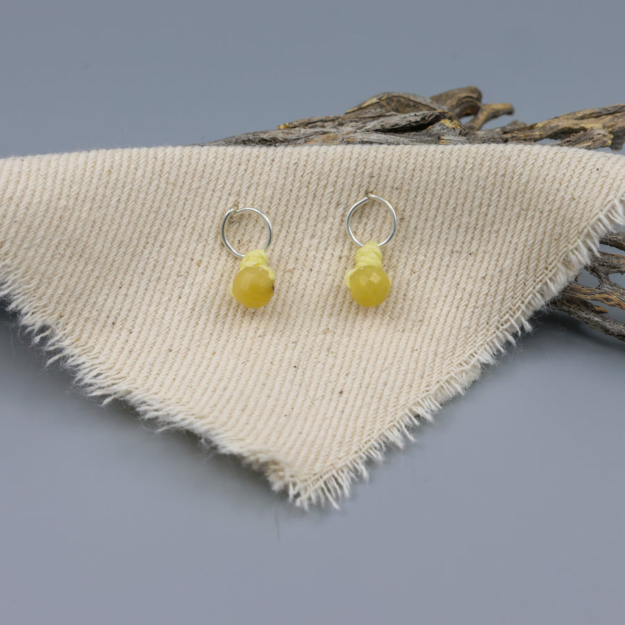 yellow opal sterling silver mini dangle earrings handmade usa