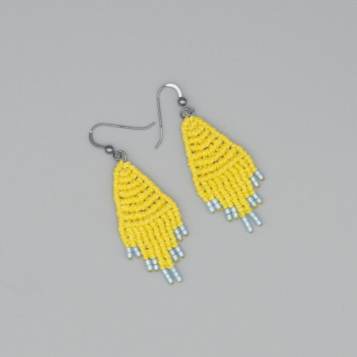 Boho Diamond Macrame Earrings - Lemon Yellow
