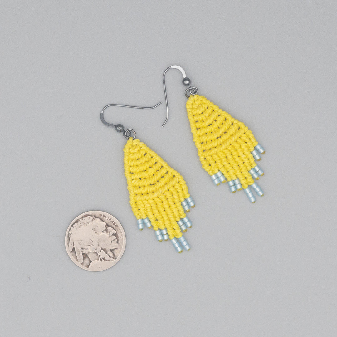 Boho Diamond Macrame Earrings - Lemon Yellow