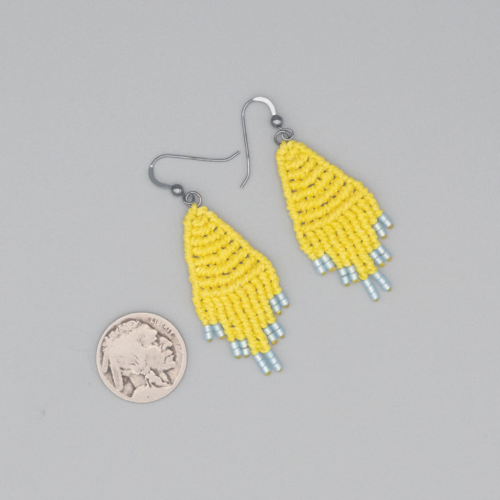 Boho Diamond Macrame Earrings - Lemon Yellow
