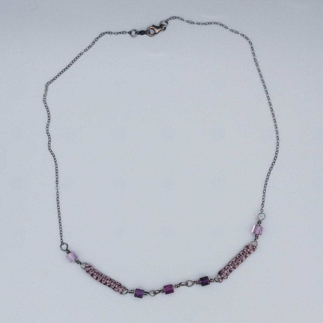 Rainbow Fluorite Oxidized Sterling Silver Choker