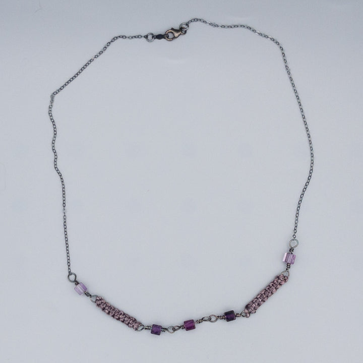 Rainbow Fluorite Oxidized Sterling Silver Choker