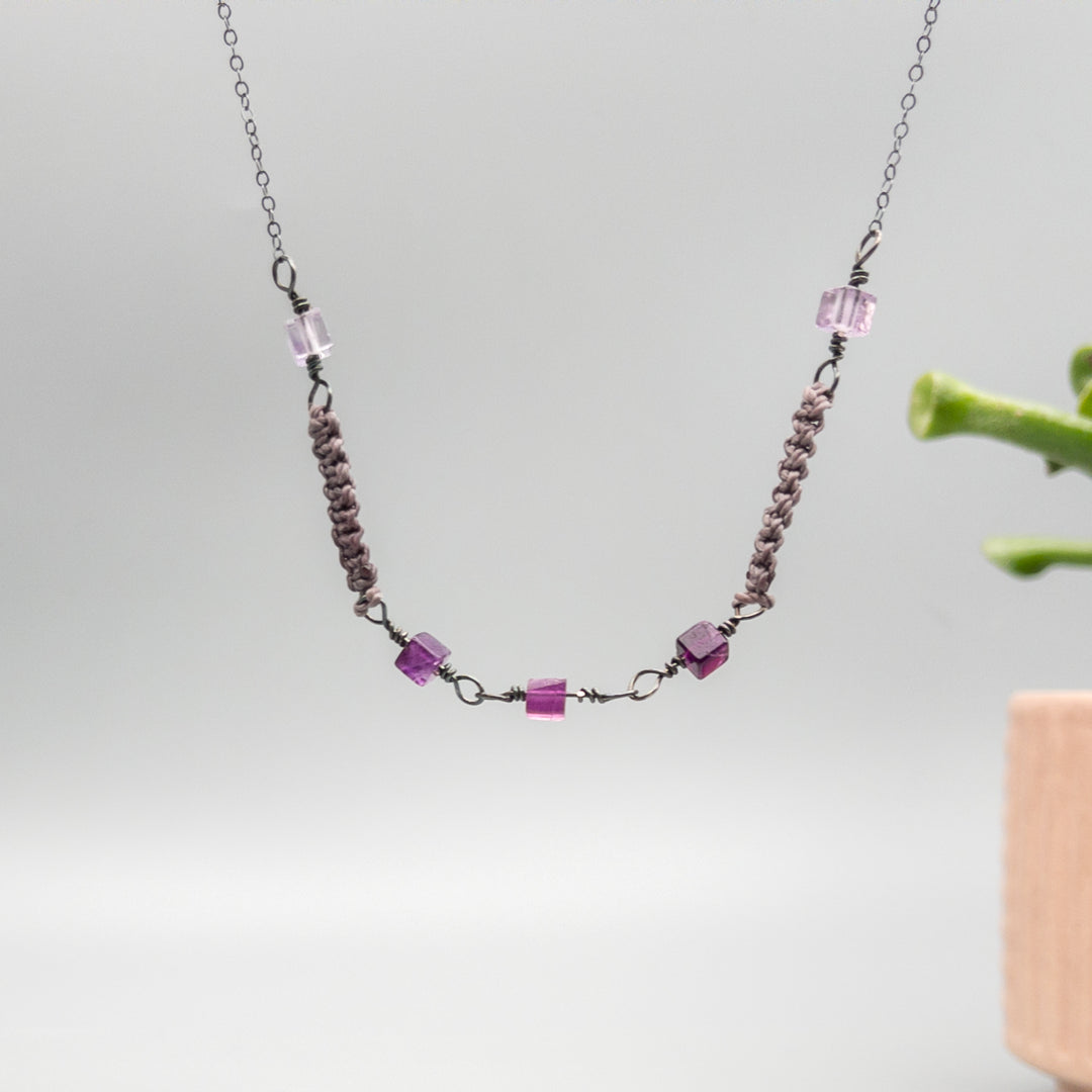 Rainbow Fluorite Oxidized Sterling Silver Choker