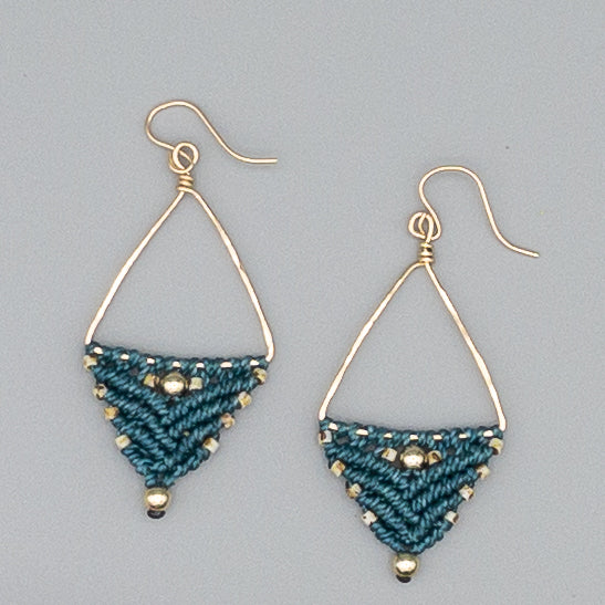 14K Gold Filled Triangle Hoop Earring / Teal